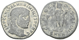 Maximinus II Daza. A.D. 309-313. Æ follis A.D. 310/1. IMP C GAL VAL MAXIMINVS P F AVG, laureate head of Maximinus II right / GENIO AV-GVSTI C(MH), Gen...
