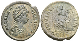 Roman Imperial Aelia Flacilla, 383-386. Ae (bronze), Constantinople. AEL FLACILLA AVG Diademed and draped bust of Aelia Flacilla to right. Rev. SALVS ...