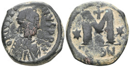 Byzantine Empire Anastasius I. Follis. 498-518 AD. Constantinople. (Doc-23g). (Mib-27). (Sear-19). Anv.: D N ANASTASIVS P P AVG Diademed, draped and c...
