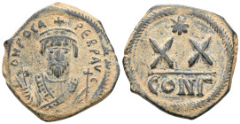 Phocas (602-610) Half AE Follis (Bronze) Constantinople. Phocas (602-610) Half AE Follis Constantinople. Obv: D N FOCAS PERP AVC, Crowned bust facing,...