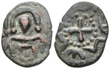 CRUSADERS. Edessa. Joscelin I de Courtenay or Joscelin II, 1119-1150. Follis (Bronze, 22 mm, 4.19 g). Nimbate bust of Christ facing, raising his right...