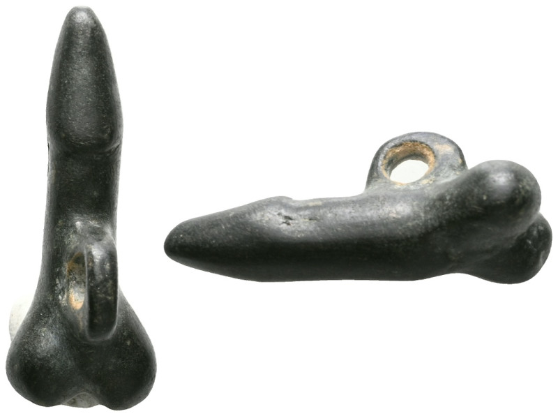 Ancient Roman Phallus Pendant, Bronze AE
 Weight: 18,6 gr Diameter: 39,7 mm