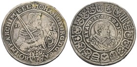 Sachsen - Albertiner (ab 1485). Kurfürstentum (1547 - 1806). Johann Georg I. und August (1611 - 1615).

Taler (Silber). 1615. Dresden.
Vs: Geharnis...