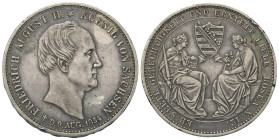 Sachsen - Albertiner (ab 1485). Königreich (ab 1806). Friedrich August II. (1836 - 1854).

 Taler (Silber). 1854.
Auf seinen Tod am 9. August 1854....