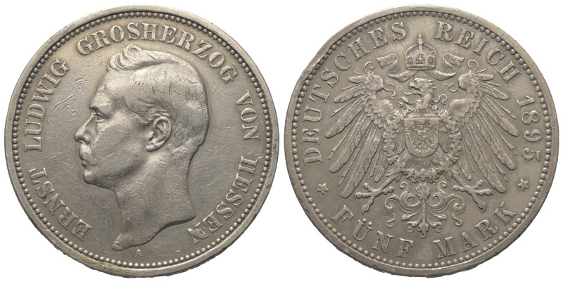 Kaiserreich. Hessen. Großherzog Ernst Ludwig (1892 - 1918).

 5 Mark (Silber)....