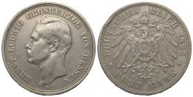 Kaiserreich. Hessen. Großherzog Ernst Ludwig (1892 - 1918).

 5 Mark (Silber). 1898 A. Berlin.
Vs: Kopf nach links. 
Rs: Gekrönter Reichsadler.
...