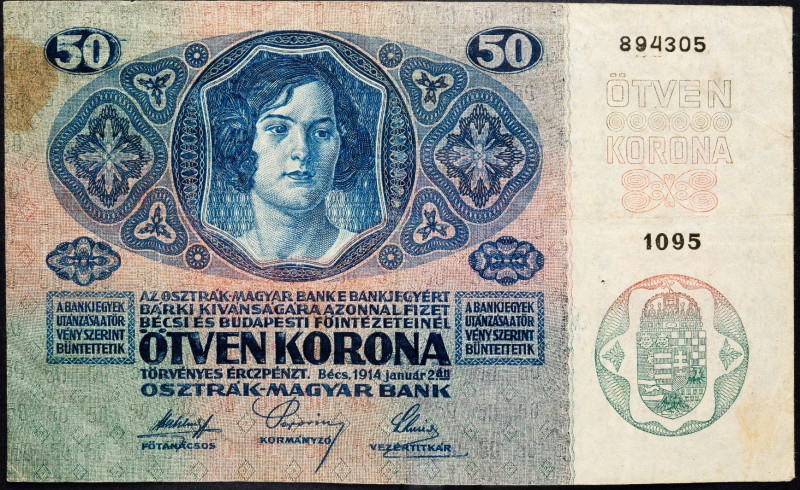 Franz Joseph I., 50 Korona 1914 Franz Joseph I., 50 Korona 1914; VG

Grade: VG