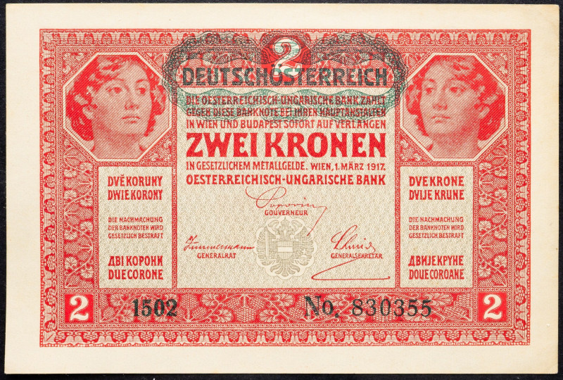 Charles I., 2 Krone 1917 Charles I., 2 Krone 1917, P# 50, Overprint 'DEUTSCHÖSTE...