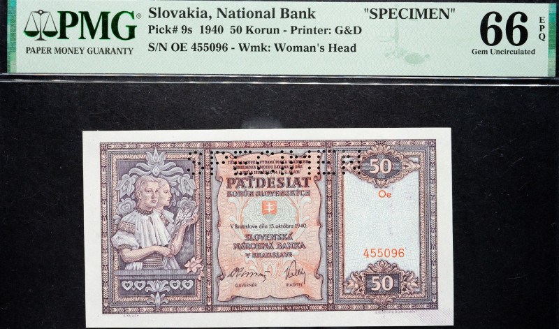 Slovakia, 50 Korun 1940 Slovakia, 50 Korun 1940, Specimen 66EPQ

Grade: 66EPQ