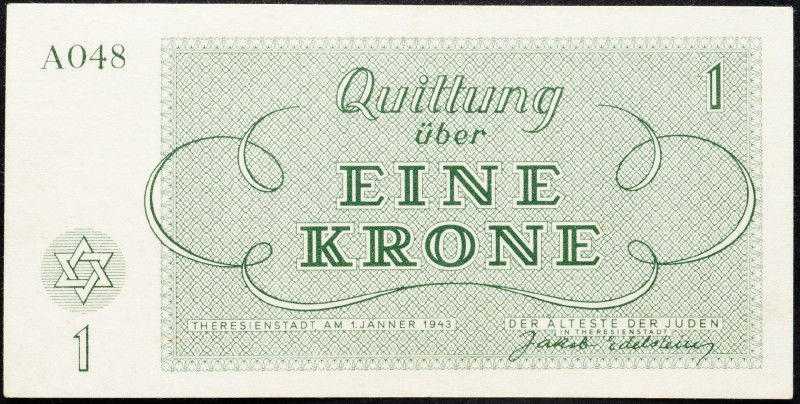 Czechoslovakia, 1 Krone 1943 Czechoslovakia, 1 Krone 1943, Terezín voucher; UNC...