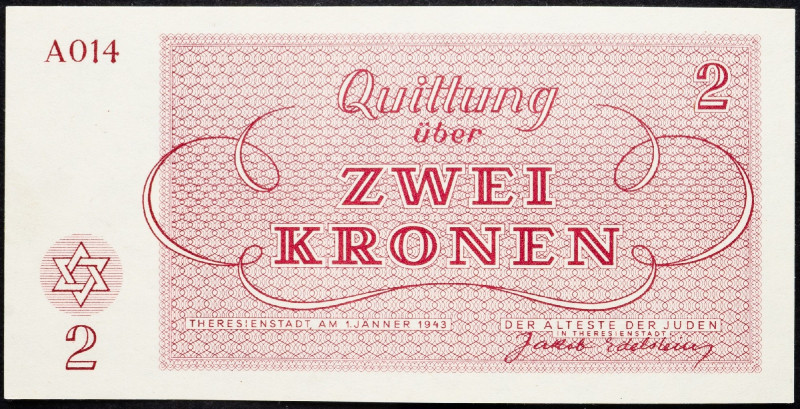 Czechoslovakia, 2 Kronen 1943 Czechoslovakia, 2 Kronen 1943, Terezín voucher; aU...
