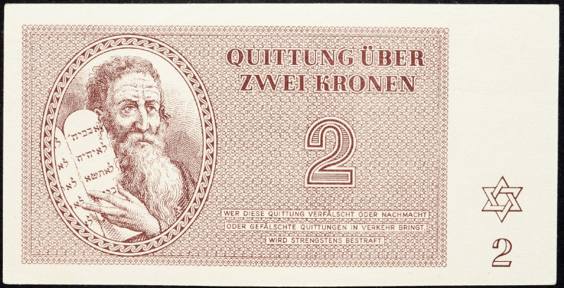 Czechoslovakia, 2 Kronen 1943 Czechoslovakia, 2 Kronen 1943, Terezín voucher; aU...