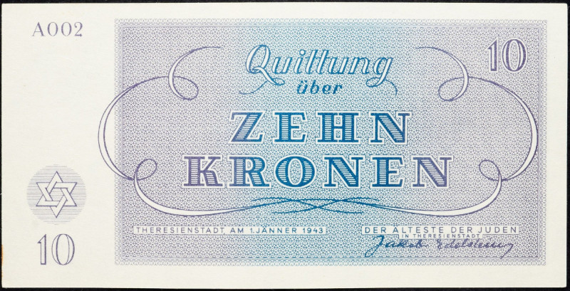 Czechoslovakia, 10 Kronen 1943 Czechoslovakia, 10 Kronen 1943, Terezín voucher; ...