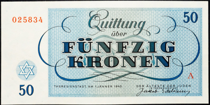 Czechoslovakia, 50 Kronen 1943 Czechoslovakia, 50 Kronen 1943, Terezín voucher; ...