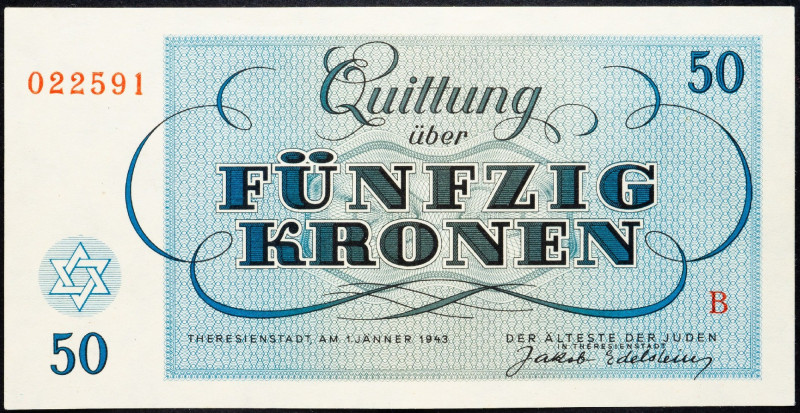 Czechoslovakia, 50 Kronen 1943 Czechoslovakia, 50 Kronen 1943, Terezín voucher; ...