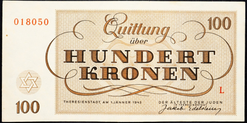 Czechoslovakia, 100 Kronen 1943 Czechoslovakia, 100 Kronen 1943, Terezín voucher...