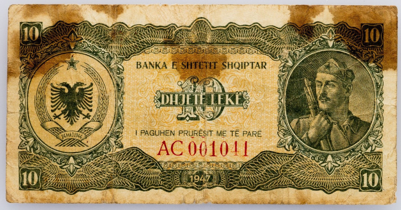 Albania, 10 Leke 1947 Albania, 10 Leke 1947; VG

Grade: VG