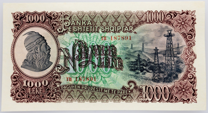 Albania, 1000 Lake 1957 Albania, 1000 Lake 1957; UNC

Grade: UNC