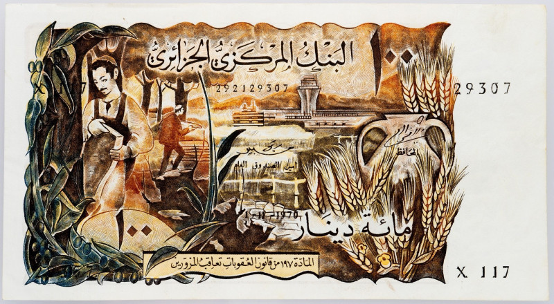 Algeria, 100 Dinars 1970 Algeria, 100 Dinars 1970, Pinholes; VF

Grade: VF