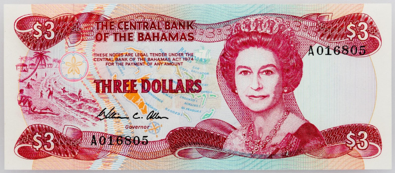 Bahamas, 3 Dollars 1984 Bahamas, 3 Dollars 1984; UNC

Grade: UNC