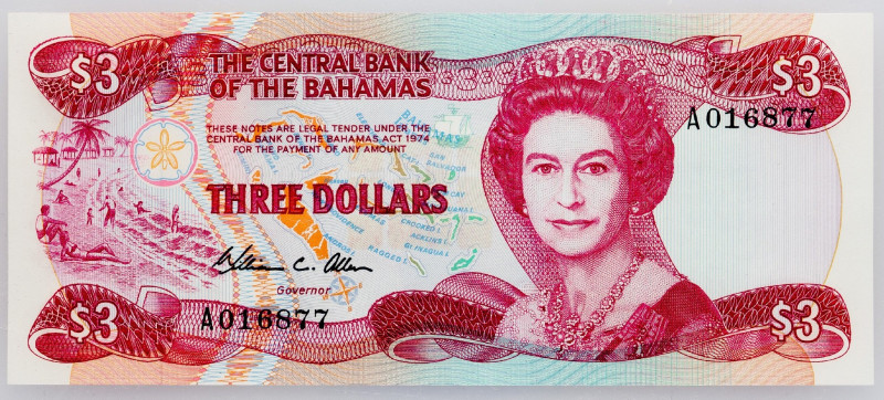 Bahamas, 3 Dollars 1984 Bahamas, 3 Dollars 1984; UNC

Grade: UNC