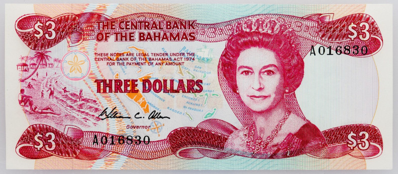 Bahamas, 3 Dollars 1984 Bahamas, 3 Dollars 1984; UNC

Grade: UNC