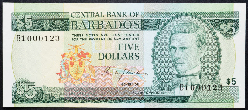 Barbados, 5 Dollars 1973 Barbados, 5 Dollars 1973; aUNC

Grade: aUNC