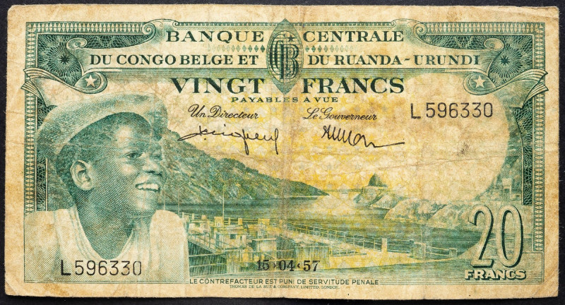 Belgian Congo, 20 Francs 1957 Belgian Congo, 20 Francs 1957; VG

Grade: VG