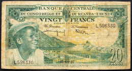 Belgian Congo, 20 Francs 1957
