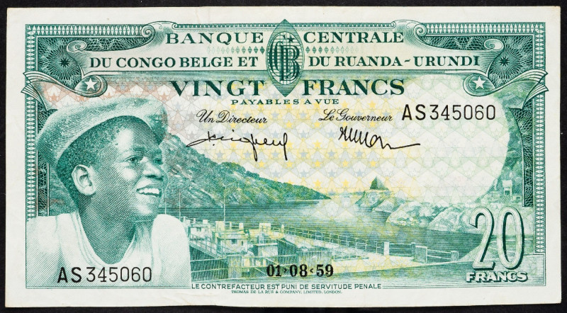 Belgian Congo, 20 Francs 1959 Belgian Congo, 20 Francs 1959; VG

Grade: VG