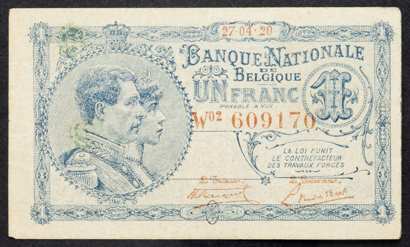 Belgium, 1 Franc 1920 Belgium, 1 Franc 1920; aUNC

Grade: aUNC