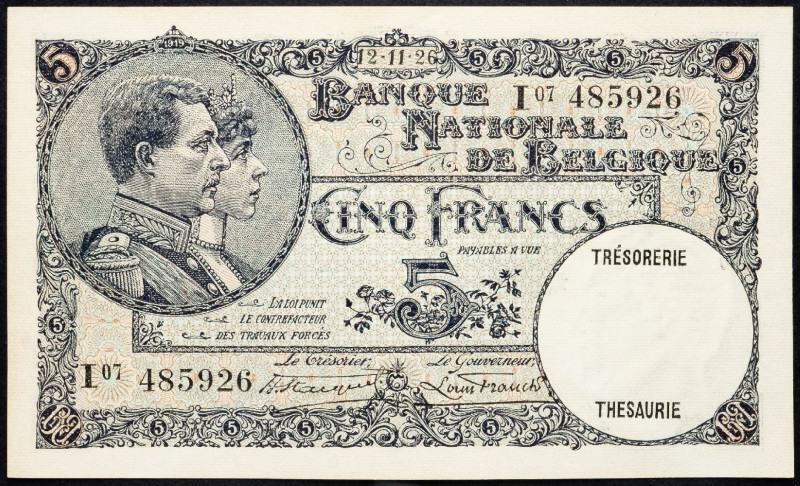 Belgium, 5 Francs 1926 Belgium, 5 Francs 1926; F

Grade: F