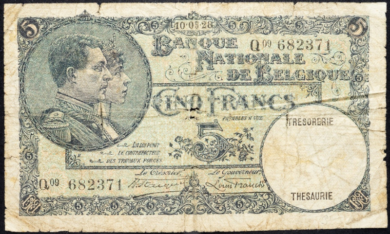 Belgium, 5 Francs 1928 Belgium, 5 Francs 1928; G

Grade: G