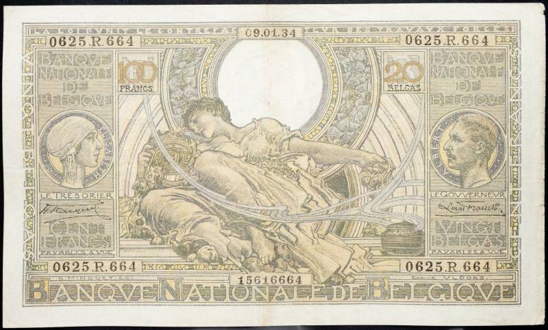 Belgium, 100 Francs 1934 Belgium, 100 Francs 1934; F

Grade: F