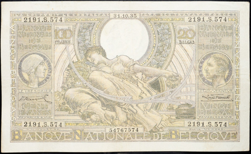 Belgium, 100 Francs 1935 Belgium, 100 Francs 1935; F

Grade: F