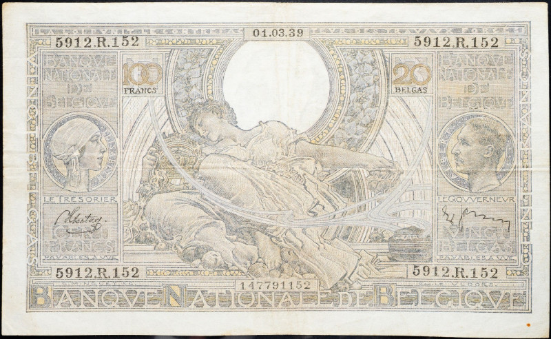 Belgium, 100 Frank 1939 Belgium, 100 Frank 1939; F

Grade: F