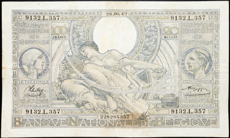 Belgium, 100 Francs 1942 Belgium, 100 Francs 1942; F

Grade: F