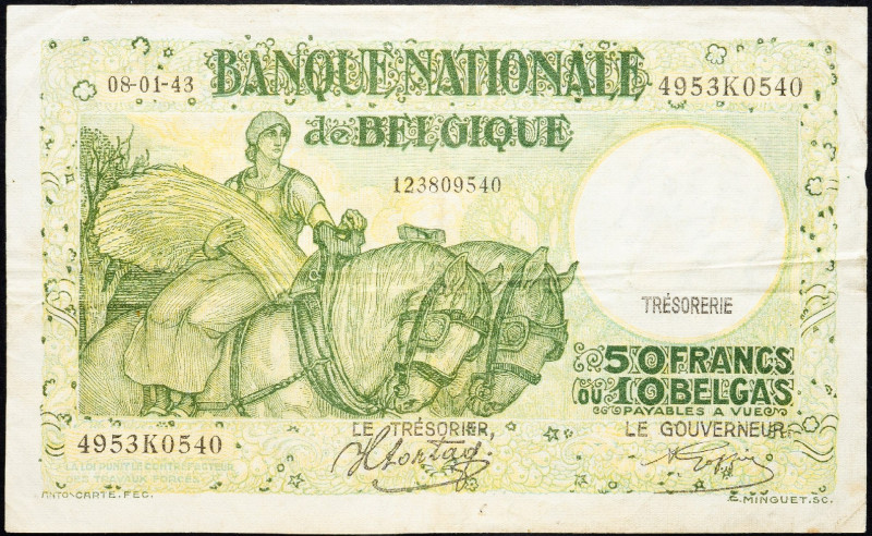 Belgium, 50 Francs 1943 Belgium, 50 Francs 1943; F

Grade: F