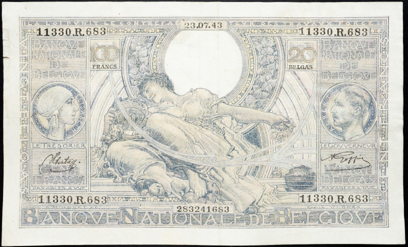 Belgium, 100 Francs 1943 Belgium, 100 Francs 1943; F

Grade: F