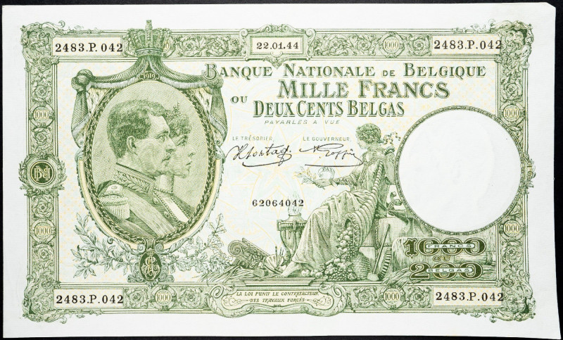 Belgium, 1000 Francs 1944 Belgium, 1000 Francs 1944; aUNC

Grade: aUNC