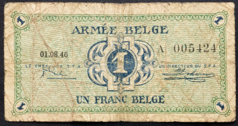 Belgium, 1 Franc 1946 Belgium, 1 Franc 1946; G

Grade: G