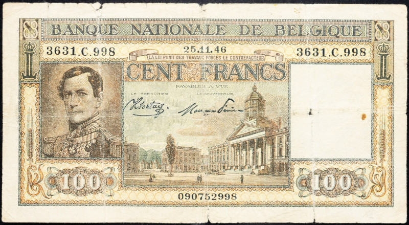 Belgium, 100 Francs 1946 Belgium, 100 Francs 1946; G

Grade: G