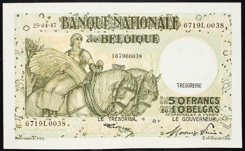 Belgium, 50 Francs 1947 Belgium, 50 Francs 1947; UNC

Grade: UNC