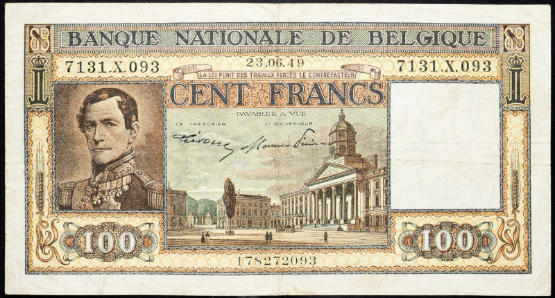 Belgium, 100 Francs 1949 Belgium, 100 Francs 1949; VG

Grade: VG