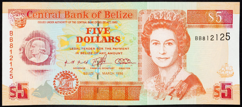 Belize, 5 Dollars 1996 Belize, 5 Dollars 1996; aUNC

Grade: aUNC