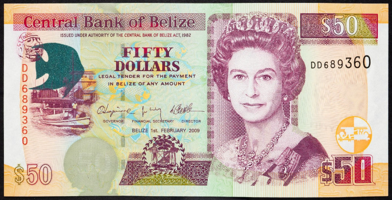 Belize, 50 Dollars 2009 Belize, 50 Dollars 2009; aUNC

Grade: aUNC