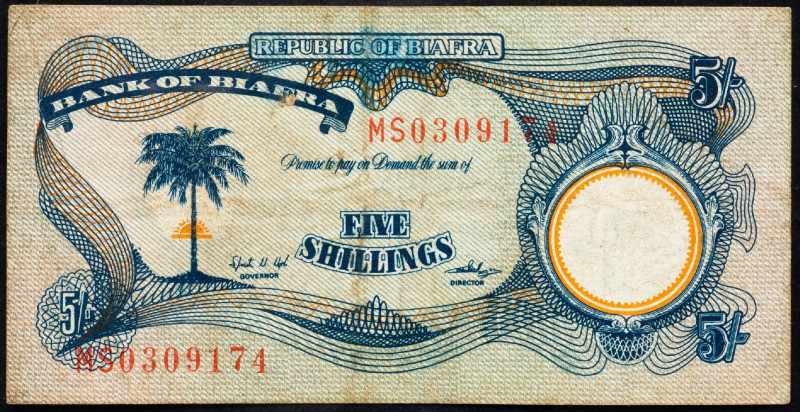 Biafra, 5 Shillings 1968-1969 Biafra, 5 Shillings 1968-1969, Dirty; VG

Grade:...