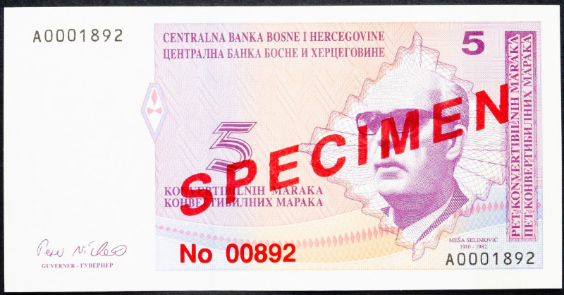 Bosnia and Herzegovina, 5 Marka 1998 Bosnia and Herzegovina, 5 Marka 1998, Speci...
