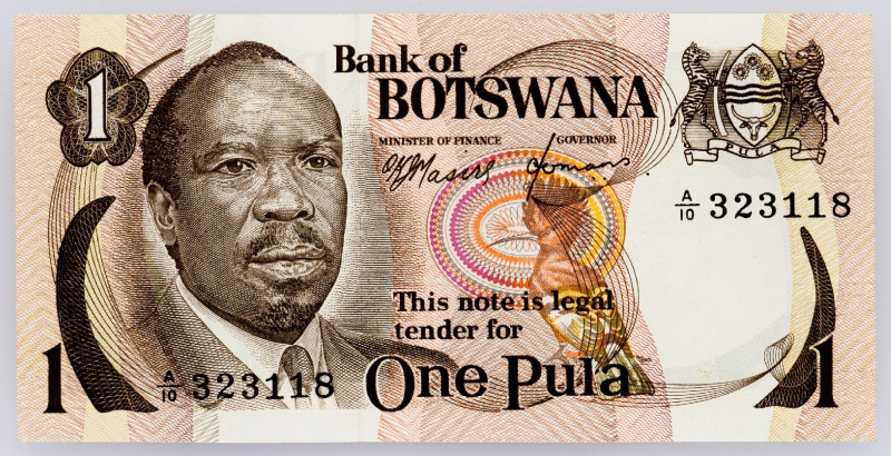 Botswana, 1 Pula 1976-1979 Botswana, 1 Pula 1976-1979; UNC

Grade: UNC