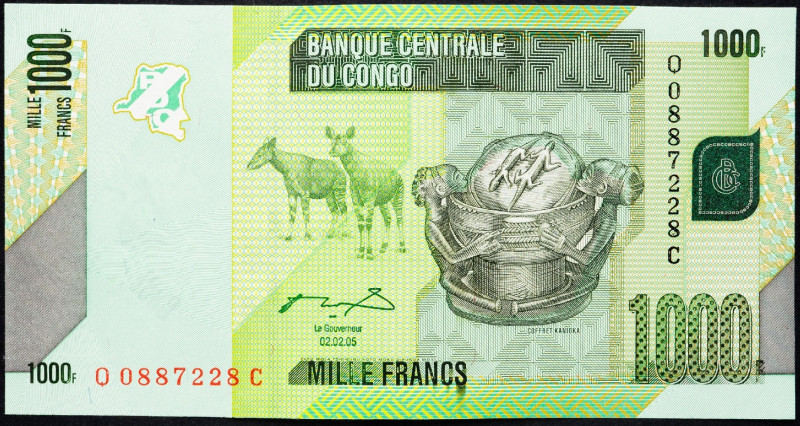 Congo, 1000 Francs 2005 Congo, 1000 Francs 2005; aEF

Grade: aEF